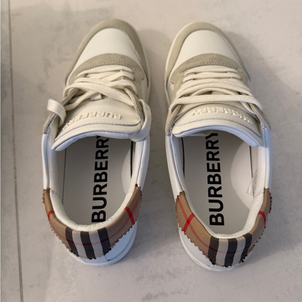 BURBERRY Leather, Suede and Check Sneakers - Picture 3 of 8